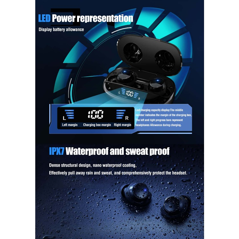 Słuchawki douszne T9 TWS Bluetooth Bezprzewodowe słuchawki douszne z redukcją szumów Słuchawki sportowe bez użycia rąk do urządzeń Apple z systemem Android i Huawei_voghion.com