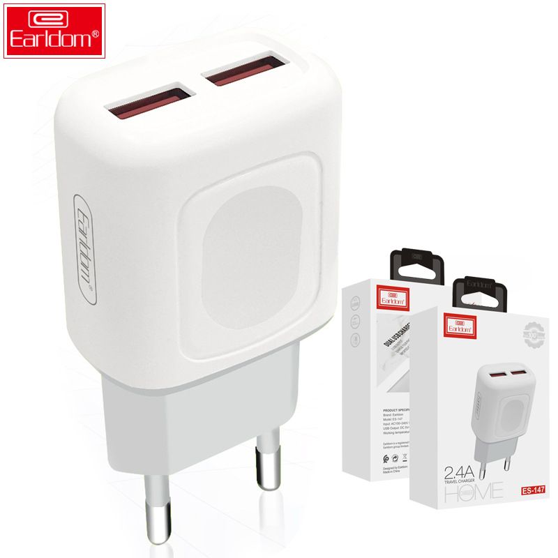 Dual Port Charger European Standard Dual USB Mobile Phone Adapter 2.4A Set Fast Charging Head_voghion.com