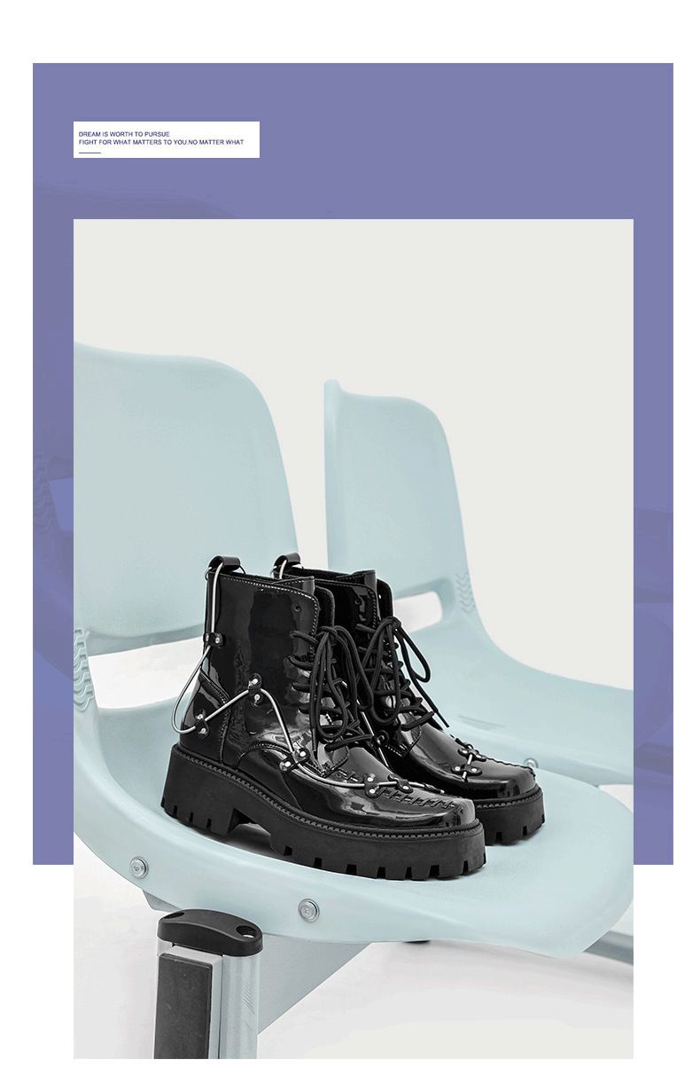Men’s Shoes lace up niche design Martin boots thick soled platform cake British style cool single boots_voghion.com