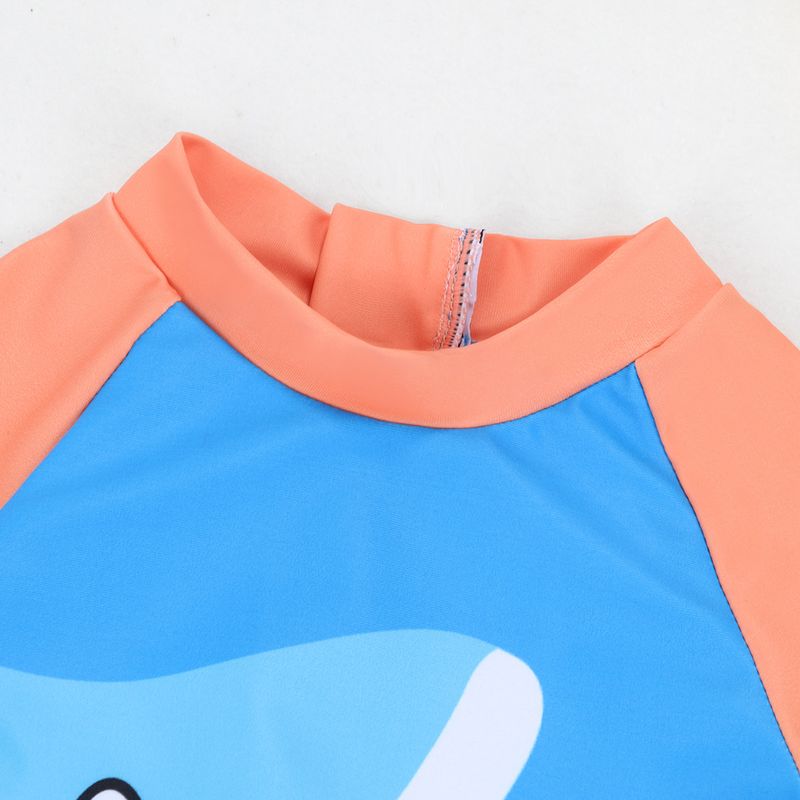 Moeder & Kinderen Kinderbadpak Jongensbadpak Eendelig Lange Mouwen Shorts Zonnehoed Zonnebescherming Kleine Opstaande Kraag Rits Oceaan Print_voghion.com