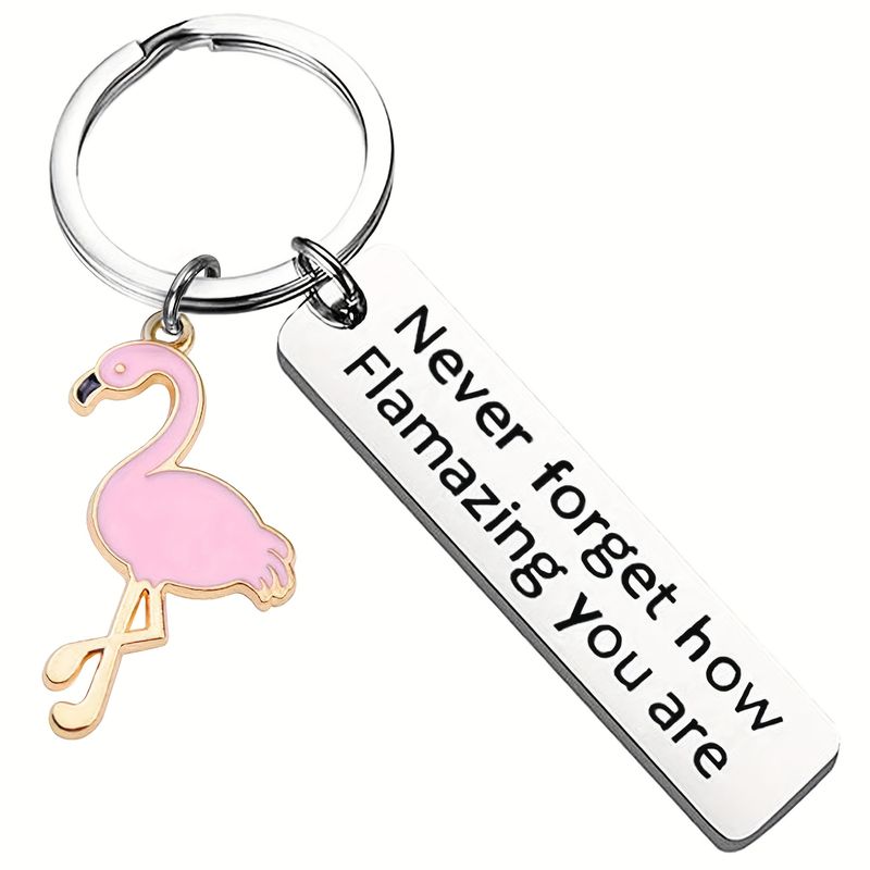 Flamingo-Geschenk für Damen, inspirierender Flamingo-Schlüsselanhänger. Vergiss nie, wie strahlend du bist._voghion.com