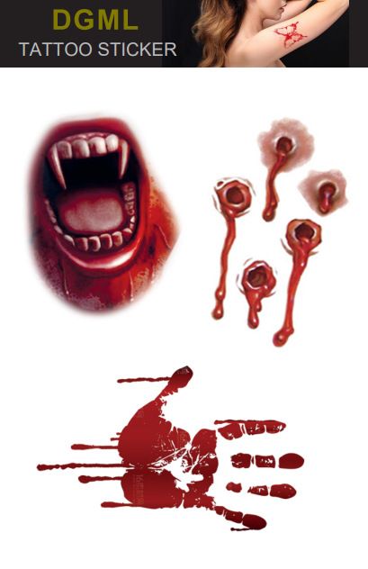 Halloween Tattoo mit simulierter Kinderrequisiten Narbe Lustige Narbe Wasserfester Wundaufkleber_voghion.com