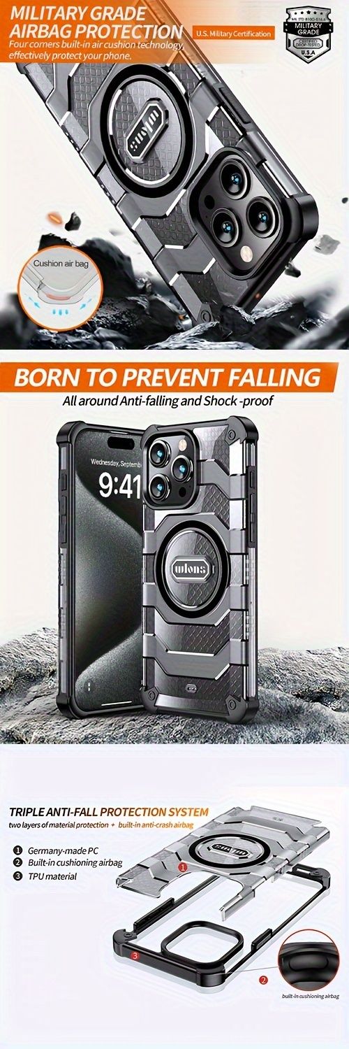 for iPhone 15 Pro Max case - Durable Composite Protection, Shockproof -10FT Drop Resistant, Compatible with MagSafe, Black_voghion.com
