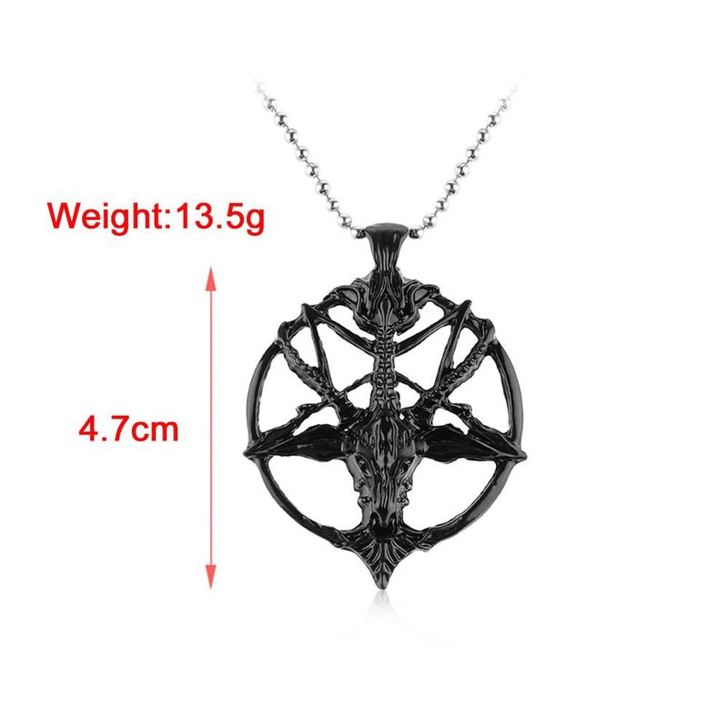 Collana con ciondolo a forma di pentagramma, con teschio e testa di capra, unisex, in metallo, con stella vintage, per fortuna, satanismo e occultismo._voghion.com
