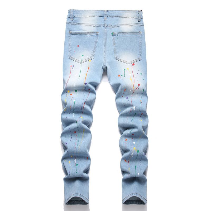 Hellblaue Stretch-Jeanshose für Mutter und Kinder_voghion.com