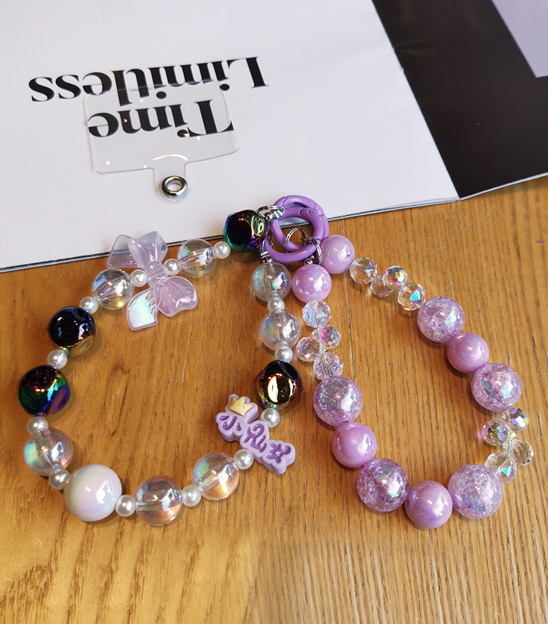 Mobiltelefon nyakpánt nőknek tündér kristály csukló repedés gyöngy dupla lánc átlátszó gyöngy nyakpánt klip stílus anti veszteség_voghion.com