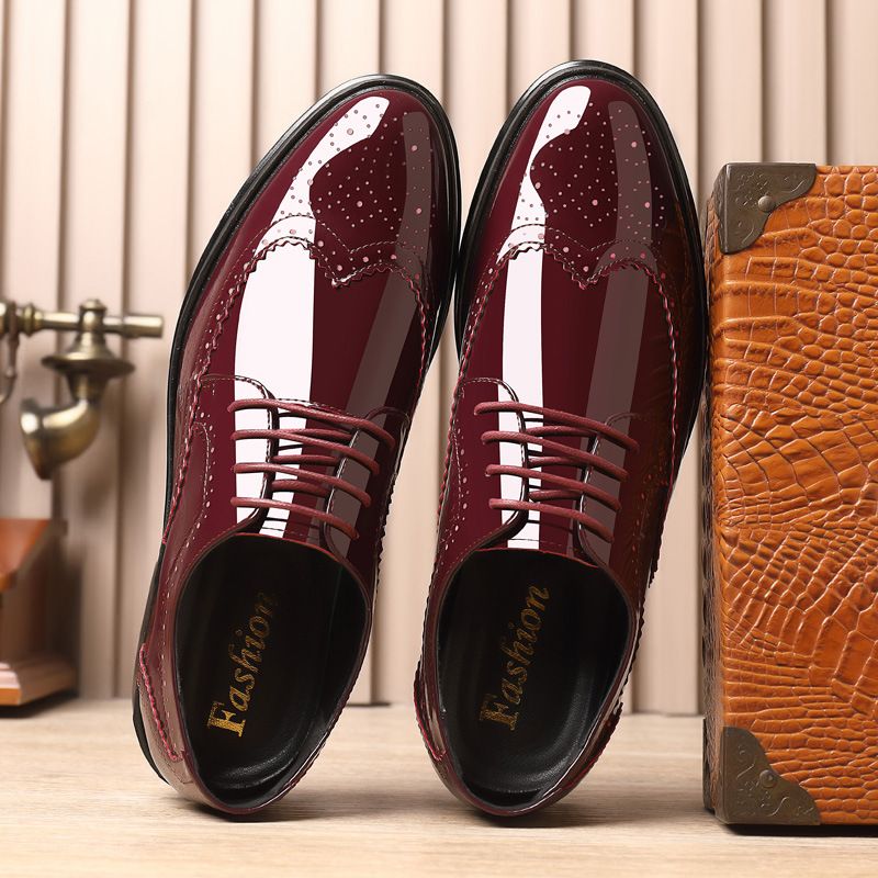 Suitable For All Seasons New Spring And Autumn Large Size Men's Brogue Carved Leather Korean Style Lace-up Fashion Trend Shoes_voghion.com