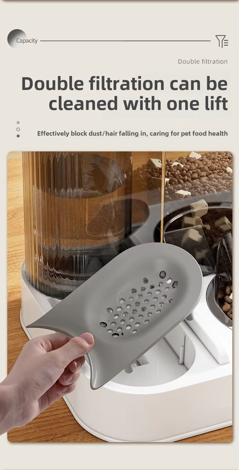 Gamelle automatique 2 en 1 pour animaux de compagnie : gamelle intégrée en plastique pour chat avec distributeur d’eau et gamelle pour nourriture/eau pour chiens et chats_voghion.com