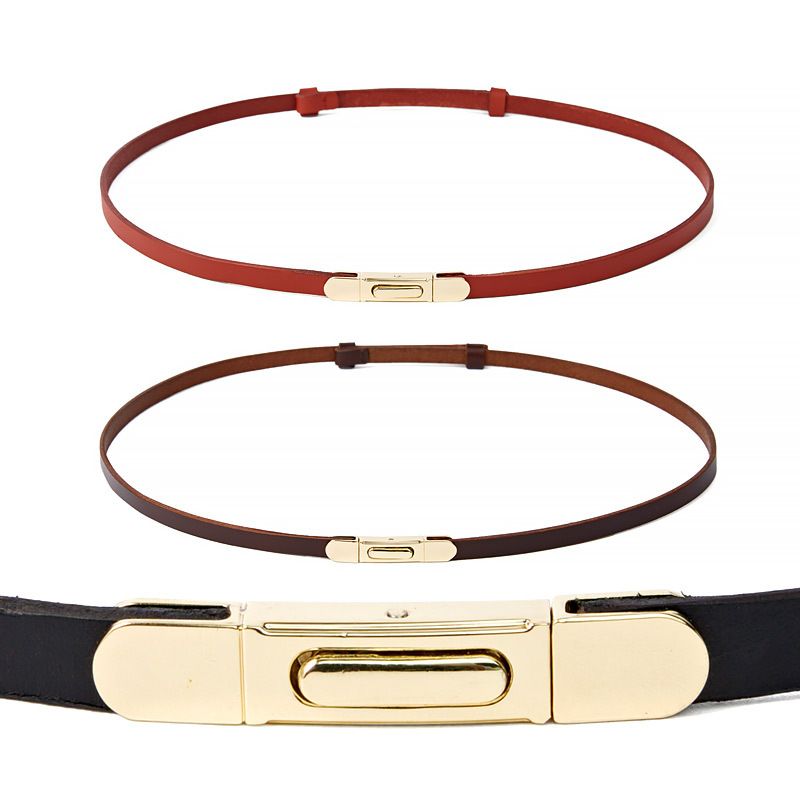 Head Layer Cowhide Women's Leather Trend Fashion Korean Version Of The Smooth Thin Belt Personalized_voghion.com