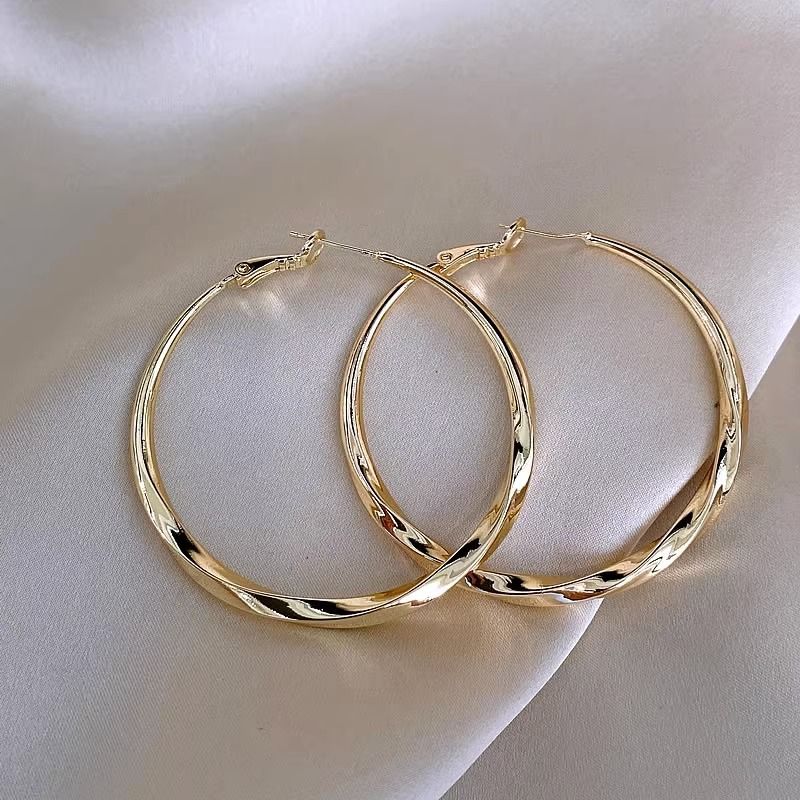 Pendientes de aro grandes para mujer 2023, nuevo estilo, diseño de nicho, temperamento ligero, lujosos, con círculos lisos._voghion.com