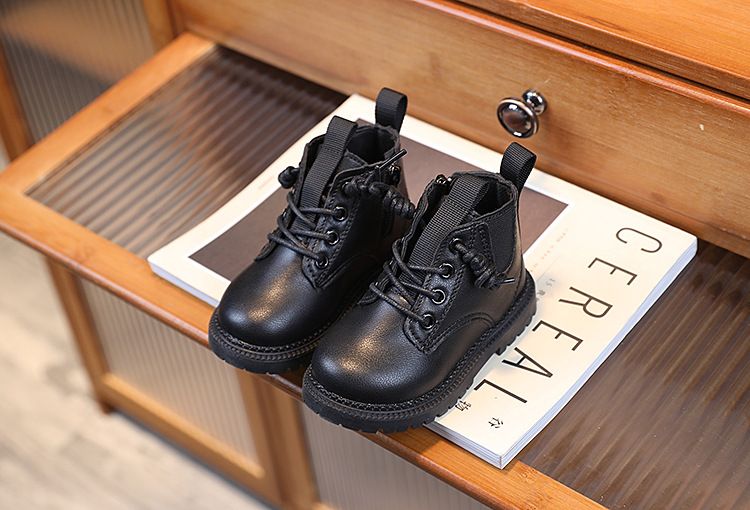 Scarpe per bambini, stivali in cotone tinta unita con cerniera laterale, caldi in pile per bambini_voghion.com
