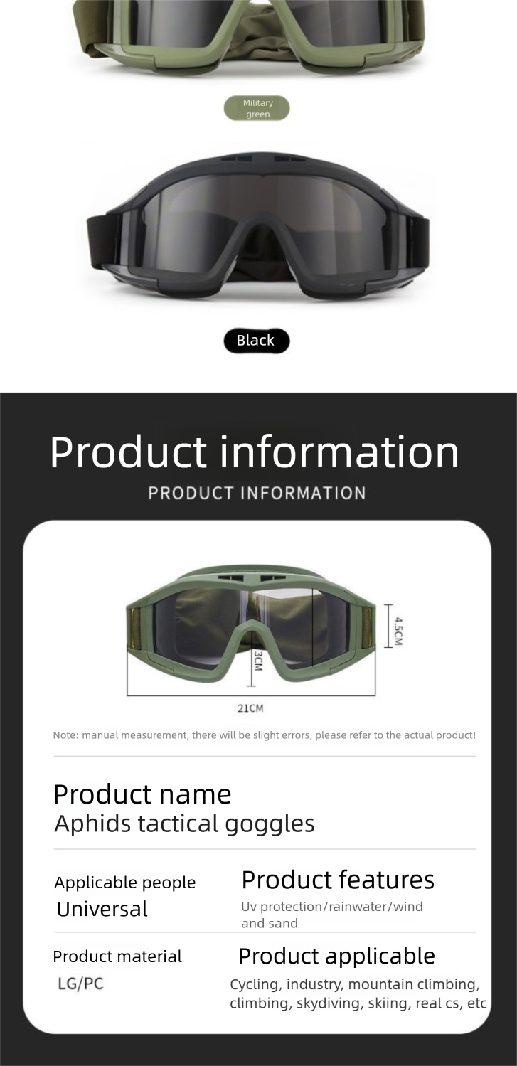 Occhiali tattici per ciclismo all'aperto, occhiali militari antivento, antipolvere e anticaduta_voghion.com