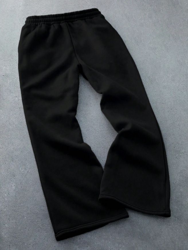 Unisex Y2K Streetwear Sweatpants – Oversized Flare Fit With Drawstring Waist & Embroidery (Black/White/Pink, Polyester, Hip-Hop Aesthetic)_voghion.com