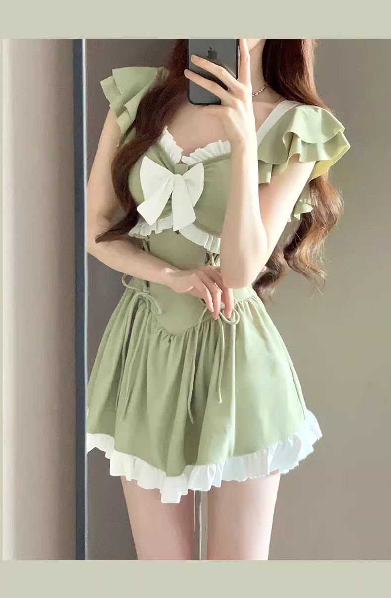 Maillot de bain une pièce pour femme, sensation haut de gamme, nouveau style de robe de princesse mignonne et douce pour l'été, conservateur, flatteur,_voghion.com
