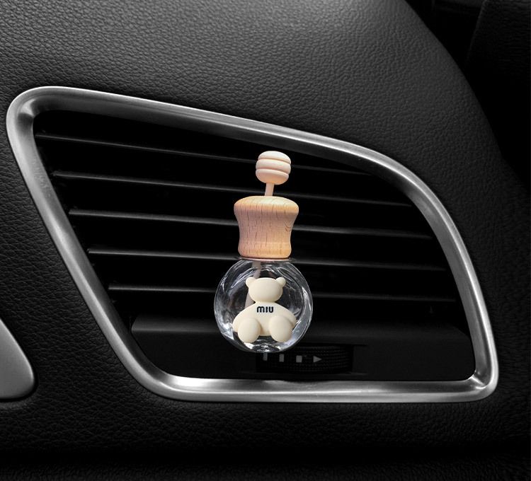 Botella de perfume de coche de té con leche de dibujos animados, botella vacía, salida de aire de coche de celebridades de Internet, clip de aromaterapia, decoración, suministros de decoración_voghion.com
