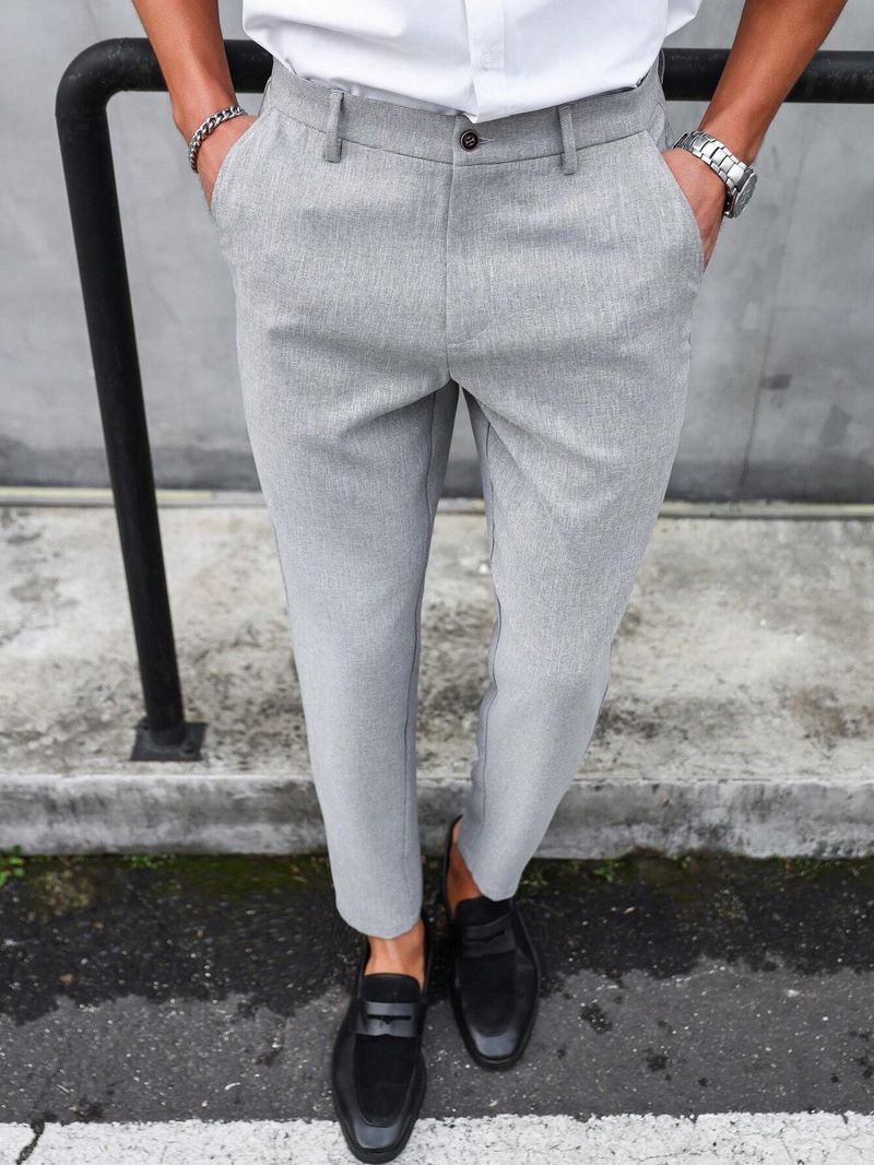 Pantaloni casual da uomo per l'autunno - Pantaloni business leggeri con vestibilità comoda e colori solidi ed eleganti_voghion.com
