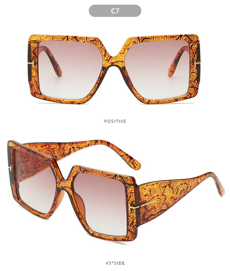 Gafas de sol para hombre y mujer Gafas de sol cuadradas de montura grande con protección UV y palabra en T Gafas de sol de moda para hombre y mujer Gafas de sol_voghion.com