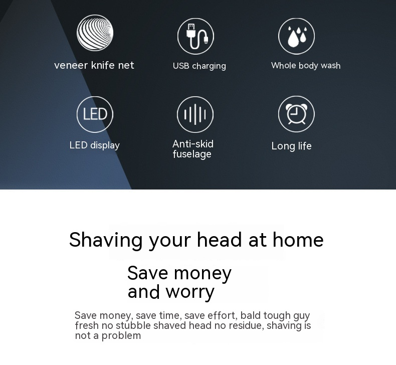 Original design new explosive popular men's multi-function razor USB rechargeable five-blade head push white push light razor_voghion.com
