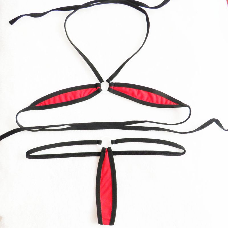 Dessous Mini Badeanzug Bademode Dame Sexy Pamas BH Höschen Damen Dreipunkt-Bikini-Anzug_voghion.com