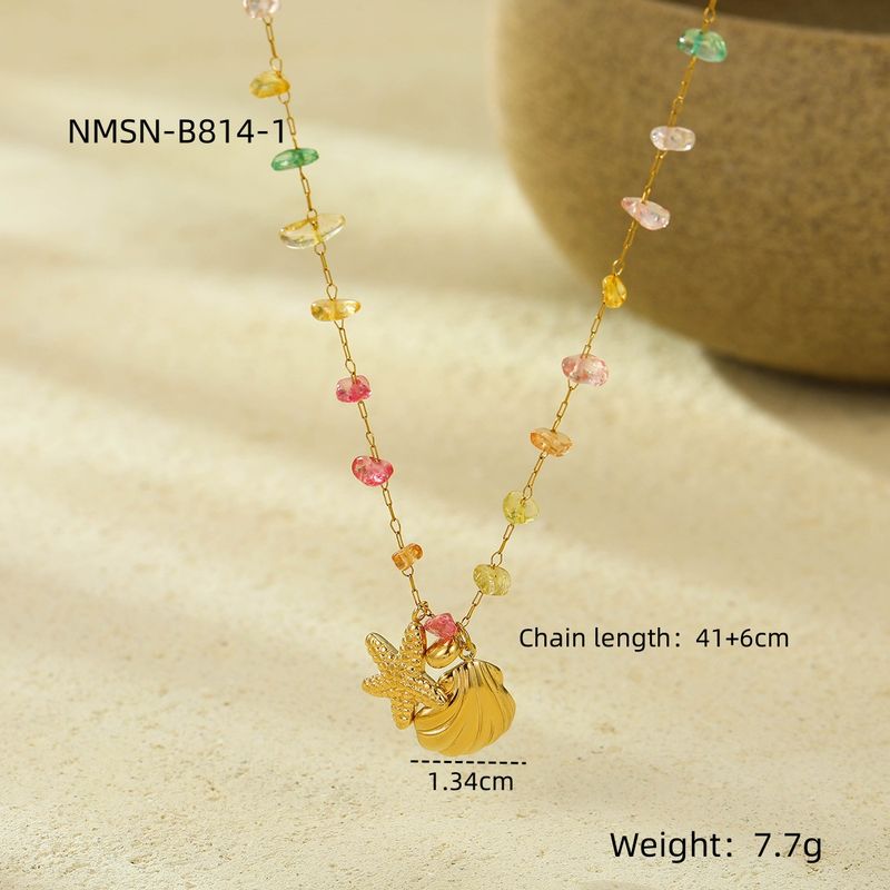 Conjunto de joyería chapada en acero inoxidable 304 con concha de estrella de mar para mujer al por mayor_voghion.com