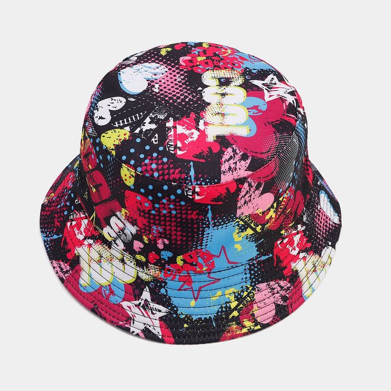 Nuevo gorro de pescador de doble cara con letras de grafiti para mujer, moderno y plegable para hombre._voghion.com