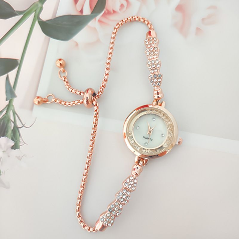 New Style Chalcedony Inlaid Diamond Crown Four-Leaf Clover Mermaid Rolling Bead Flowing Sand Pull-out Women's Bracelet_voghion.com