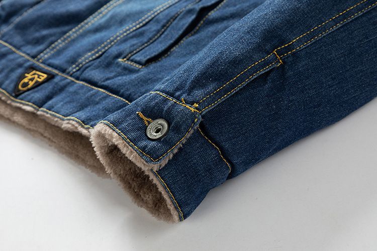 Giacca in denim stile europeo americano transfrontaliero ActiveGo ActiveGo con fodera in pile, ispessita, taglie forti, abbigliamento da uomo per l'esportazione,_voghion.com