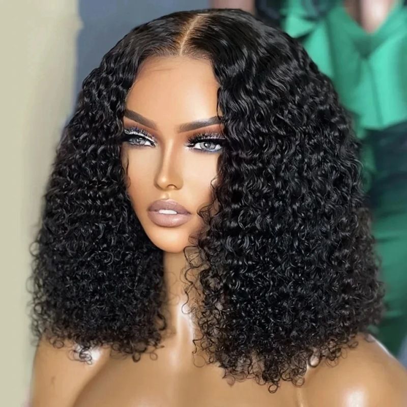 12A Jerry Curly Bob Braziliaans Menselijk Haar 13*4 Frontale Pruik_voghion.com