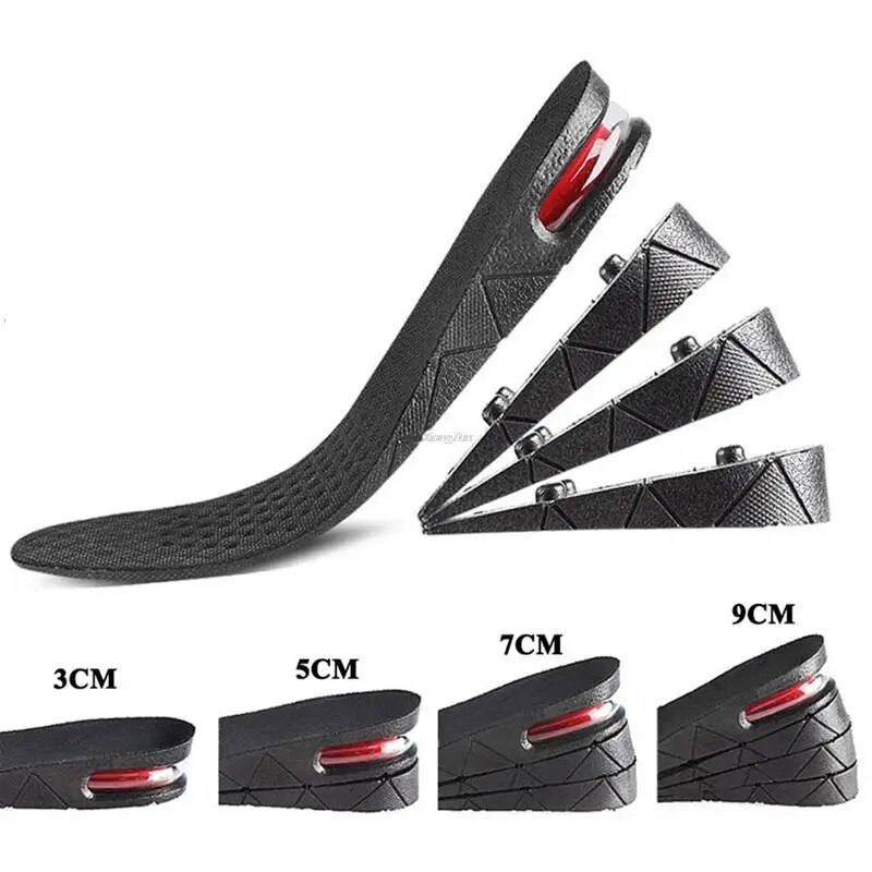 Palmilhas de aumento de altura almofada de sapato de ar inserção de elevador masculino feminino 3-9cm palmilha invisível variável corte ajustável mais alto_voghion.com