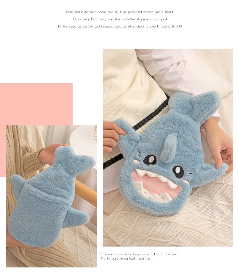 Bonita bolsa de agua caliente de peluche, funda extraíble y lavable, calentador de manos de PVC a prueba de explosiones, ideal como regalo para niños y niñas._voghion.com