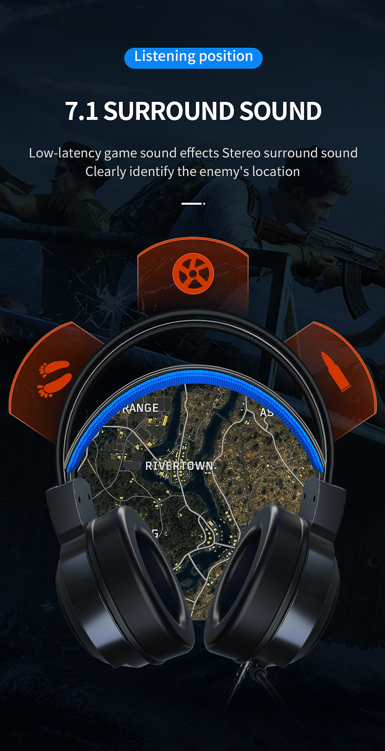 Computer Headset 7.1 Channel Chicken Wired Headset G58 Headset Game Headset With Microphone Headset_voghion.com