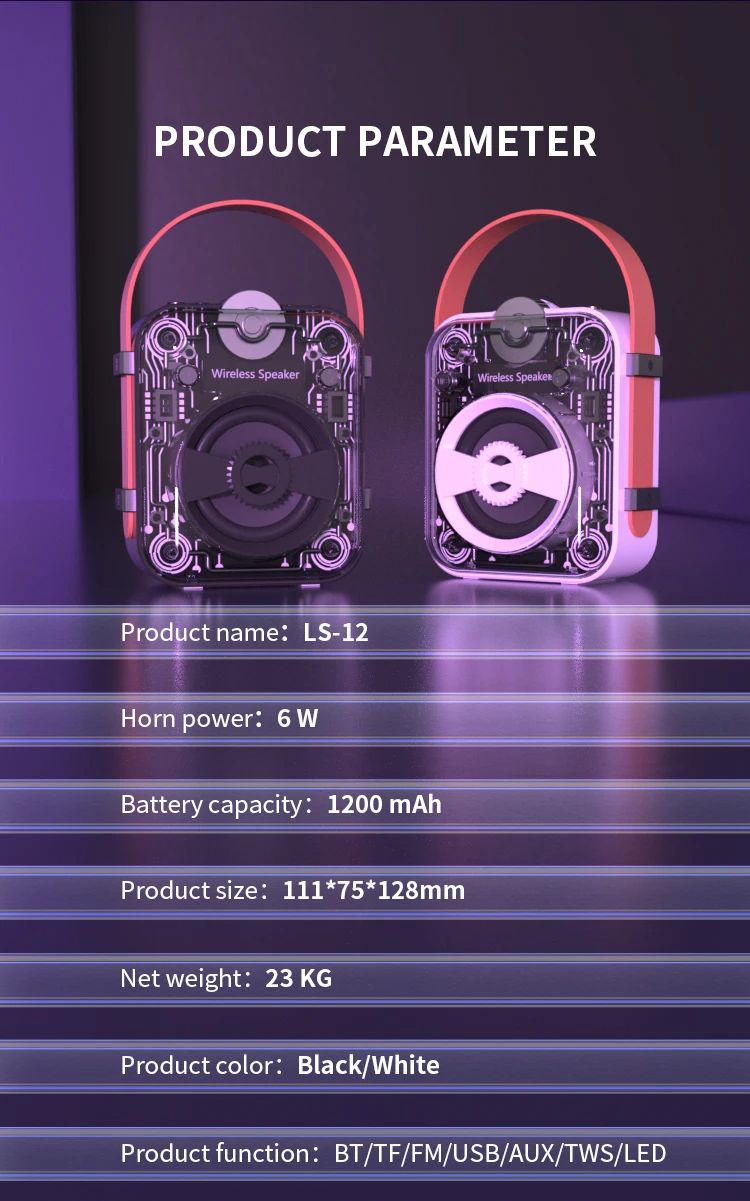 Wireless Bluetooth Speaker With Shocking Sound Quality Dazzg Light Effect Multiple Playback Modes Mini TWS Computer_voghion.com