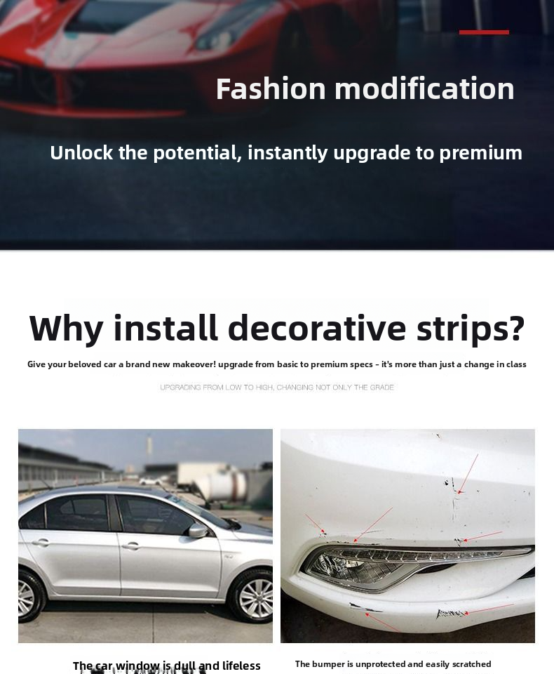 Car Window Decoration Chrome Plated Bright Electroplated Door Anti-collision Strip Bumper Anti-scratch Anti-explosion_voghion.com