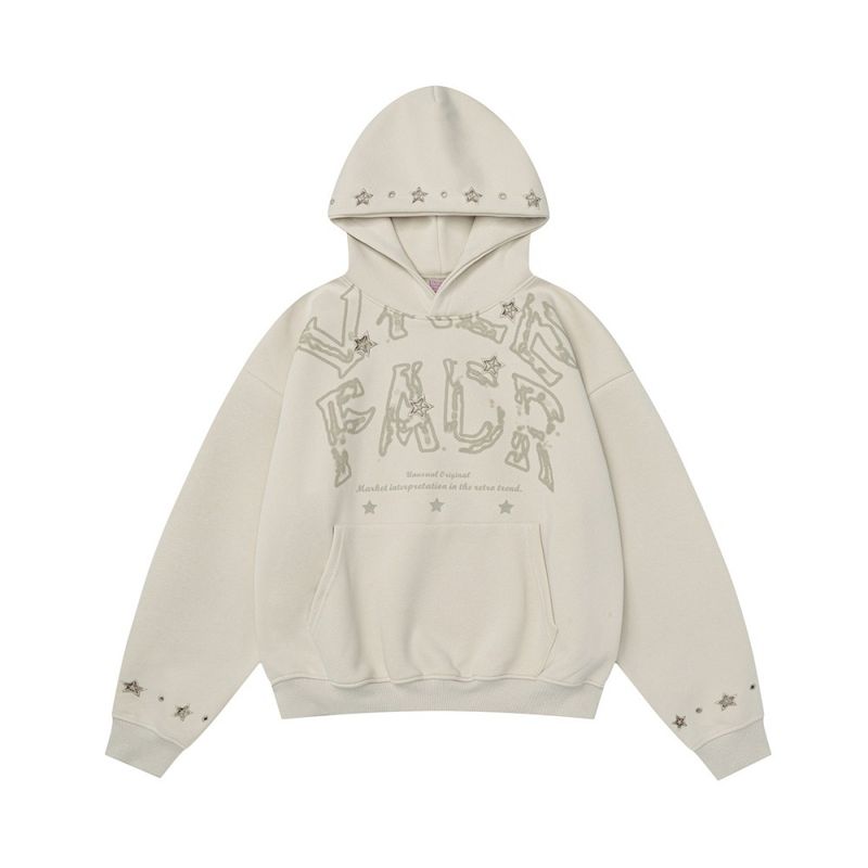 Sweat-shirt à capuche avec broderie étoile, design unique, ample, printemps-automne, tendance, pour homme_voghion.com