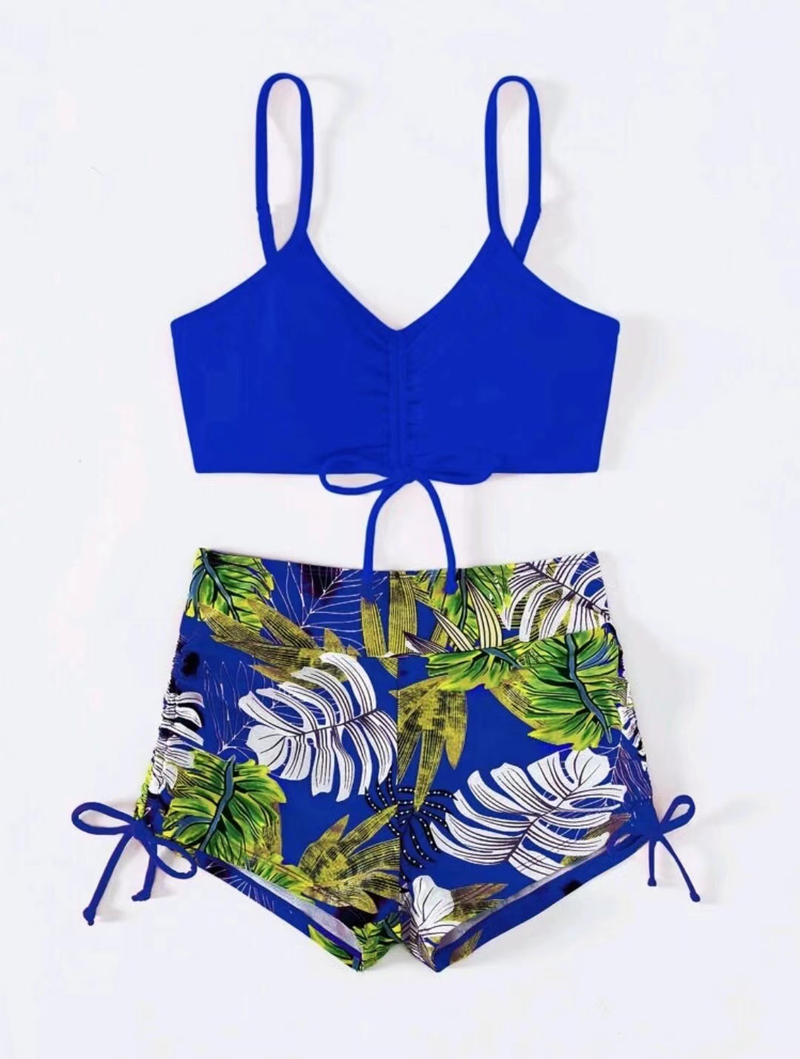 2024 Solid Color Sexy Flat Angle Bikini Women's Split Swimsuit_voghion.com