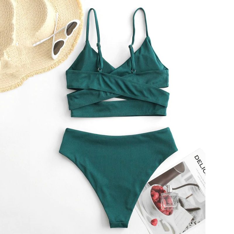 Costume da bagno bikini sexy in pizzo tinta unita 2024_voghion.com