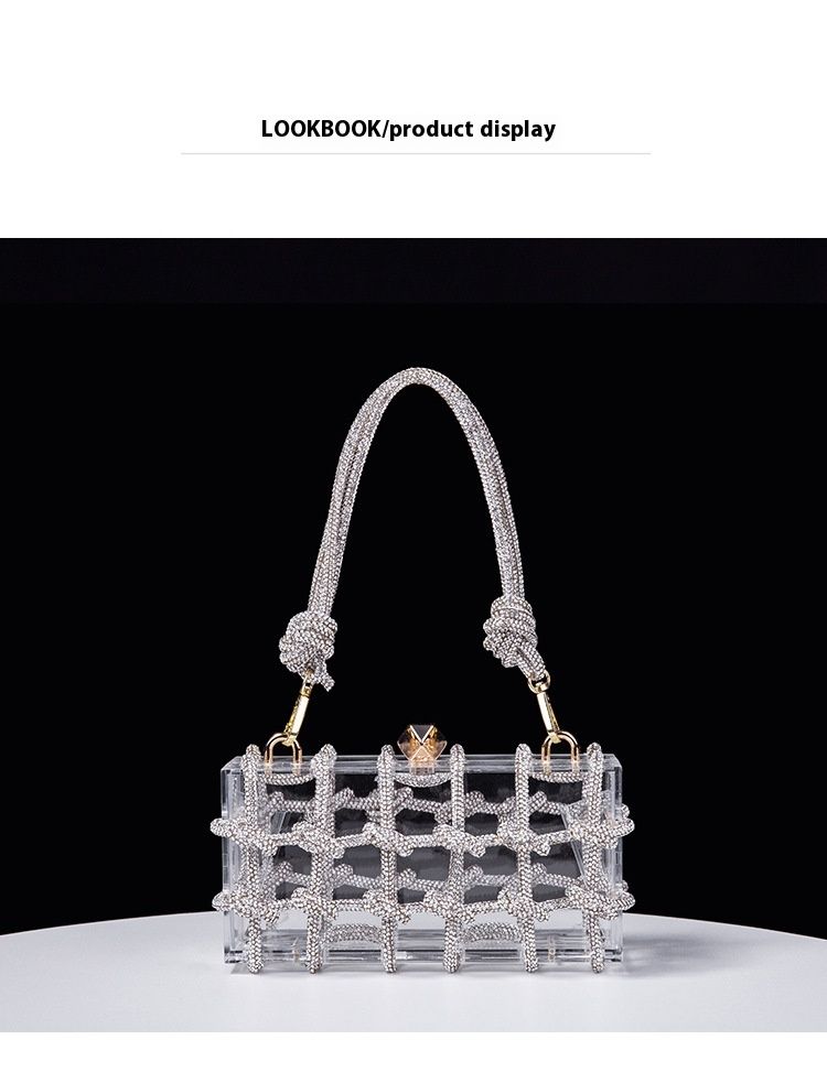 Nieuwe Aggreko Transparante Opbergdoos Banket Handgeweven Touw Kleine Vierkante Tas Onderarm Handtas_voghion.com