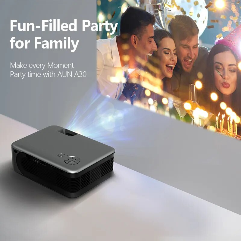 MINI projektor AUN A30 Prijenosno kućno kino LED projektor Videoprojektor Kino za 4k film preko HD porta za pametni telefon Laser_voghion.com