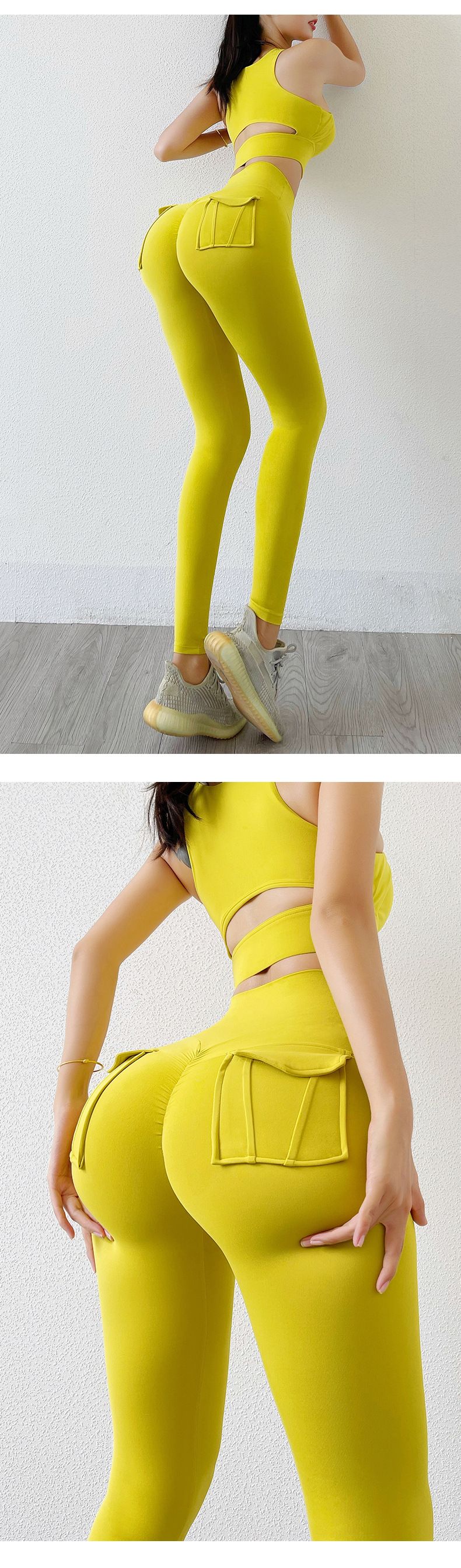 Women's Nude High-waist Butt-lifting Yoga Pants For Women With Pockets Sports Tights Chrysanthemum Fitness Pants_voghion.com