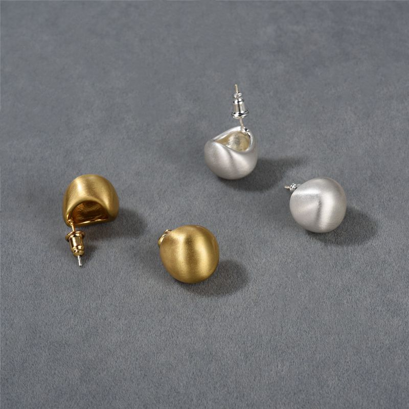 Women's Jewelry Vintage Matte Brushed S925 Silver Stud Earrings Set, Minimalist Geometric Hoop Earrings For Women, Elegant Light Luxury Design_voghion.com