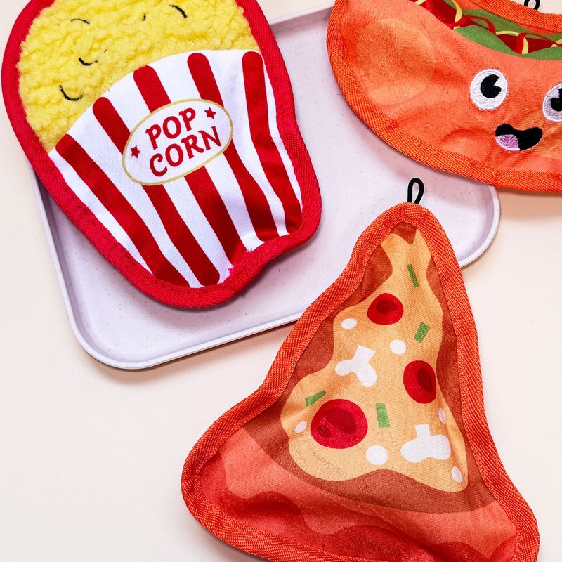 Giocattolo da masticare per animali domestici a forma di hamburger masticabile resistente per la pulizia dei denti e l'intrattenimento, con suono di peluche._voghion.com