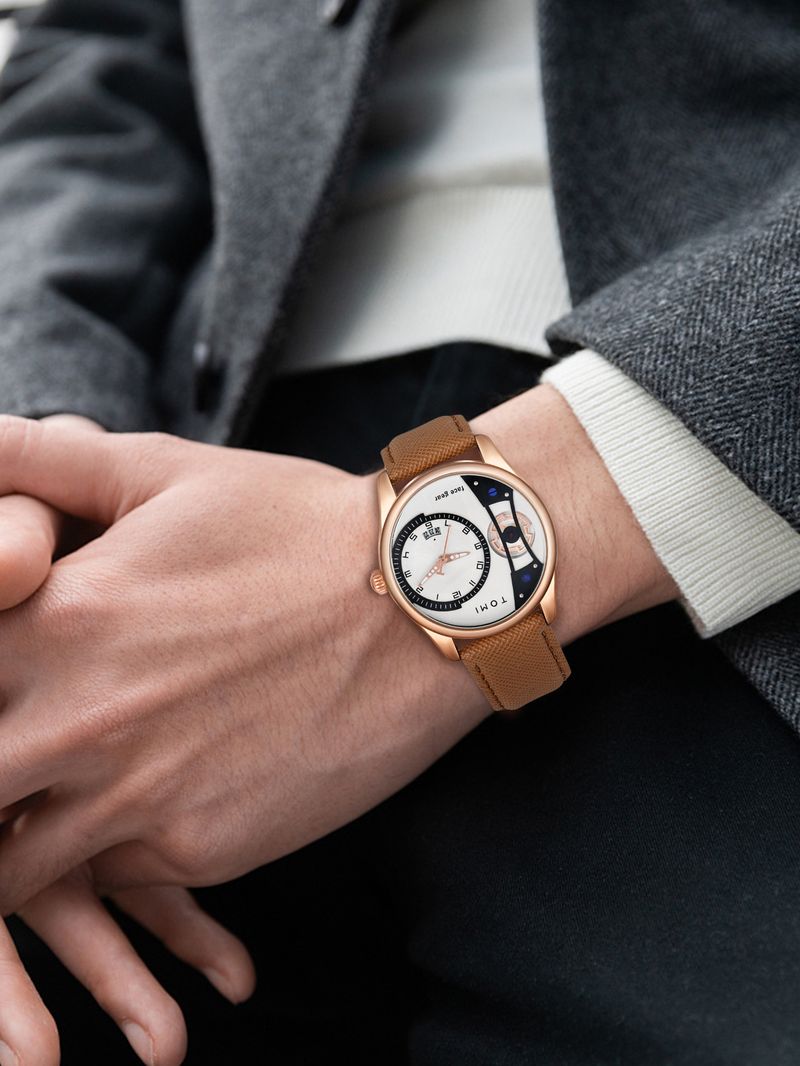 Men's Classic Quartz Watch With Genuine Leather Strap, Minimalist Design, Stainless Steel Buckle, Perfect For Business And Casual Wear_voghion.com