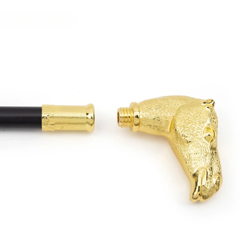 Golden Camel Head Walking Cane Fashion Walking Stick Gentleman Luxury Crosier Knob Walking Stick 93cm_voghion.com