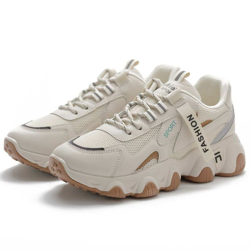 Daddy's 2025 New Women's Sports And Leisure Versatile Student China-Chic Thick Soled High Rise Mesh Shoes_voghion.com