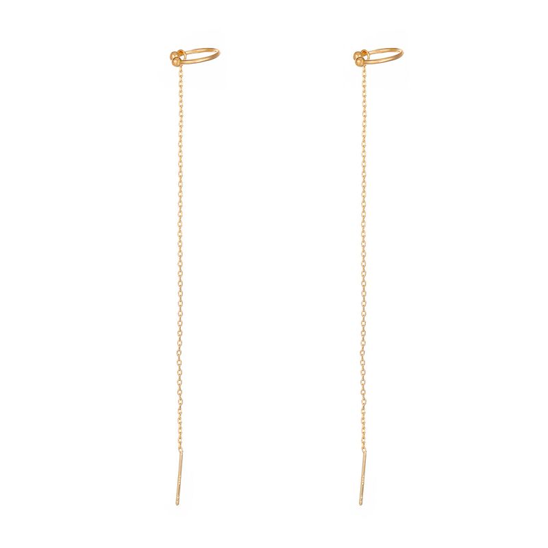 Nappa lunga con clip per orecchio a forma di C dolce e fresca, orecchini minimalisti famosi su Internet_voghion.com