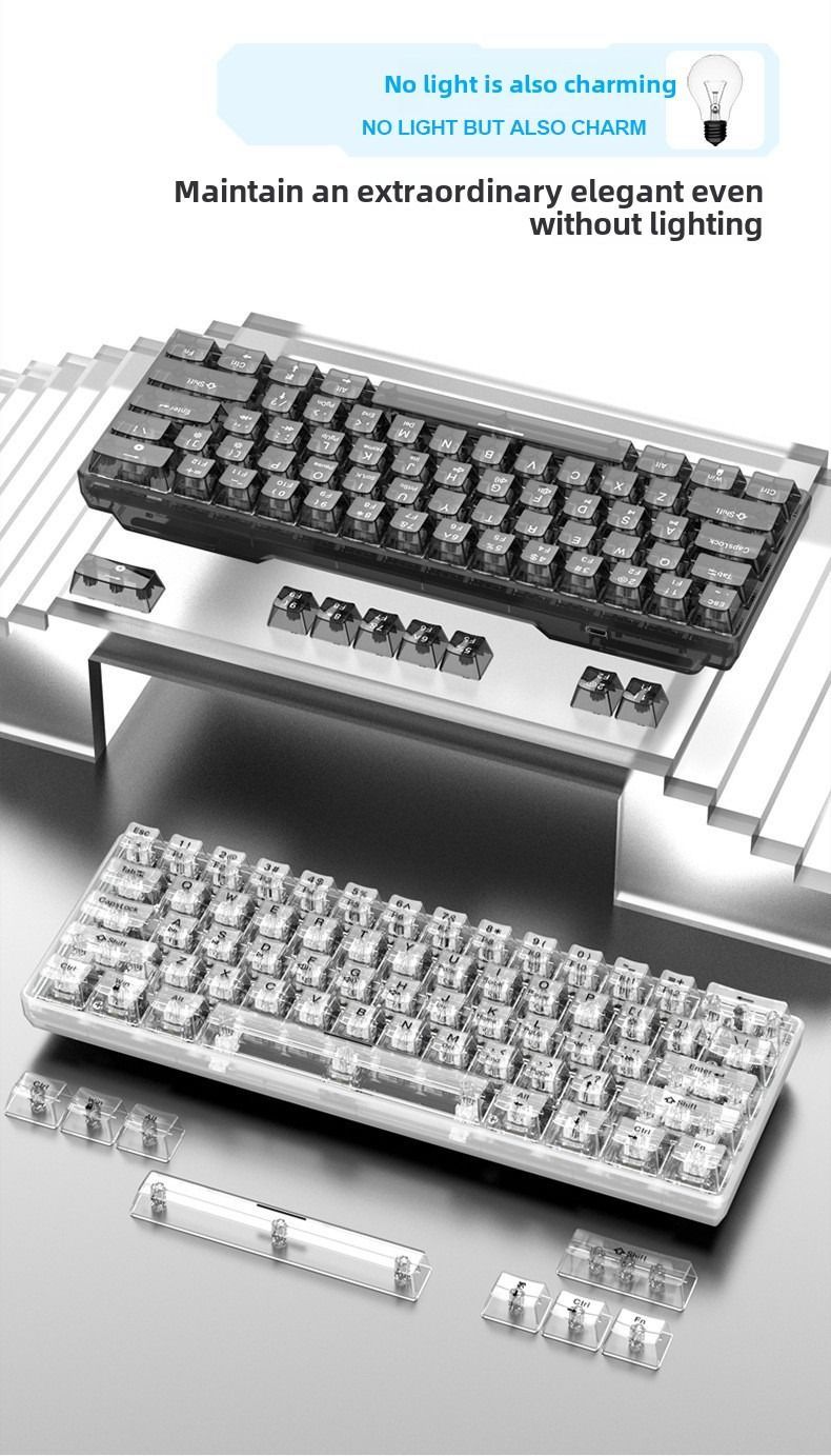Wired Mechanical Keyboard Transparent Hot Swap Illuminated Office Gaming Gaming Mini Keyboard_voghion.com