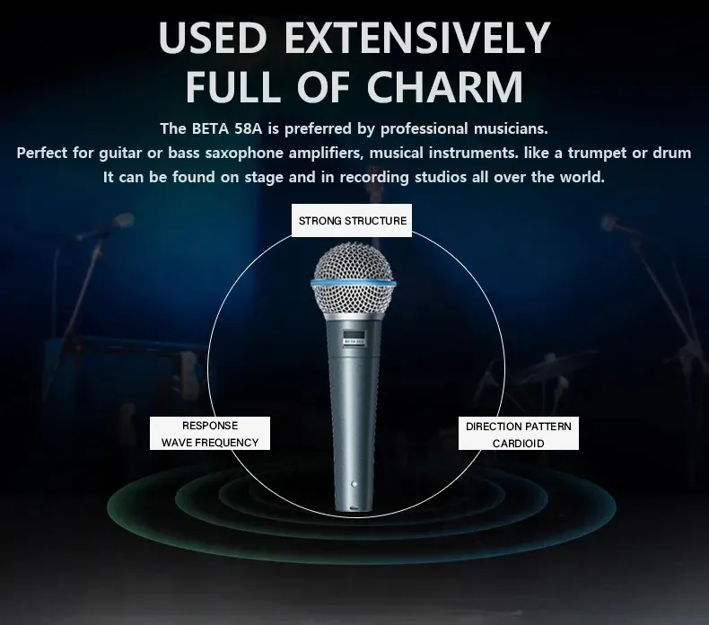 BETA 58A Superkardioid Dynamisk For Scenesang Profesjonell Kablet Mikrofon For Karaoke BBOX Innspilling Vokal_voghion.com