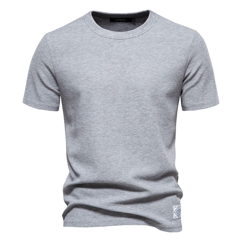 Herren-T-Shirt aus Baumwolle mit Waffelstrick – Klassisches T-Shirt mit Rundhalsausschnitt für Frühling und Sommer (S-XXL) – Weich, atmungsaktiv und zeitlos_voghion.com