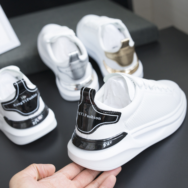 Scarpe da ginnastica casual da uomo con plateau, con piccoli buchi, bianche, da donna, in rete, rosse, alla moda, di marca_voghion.com