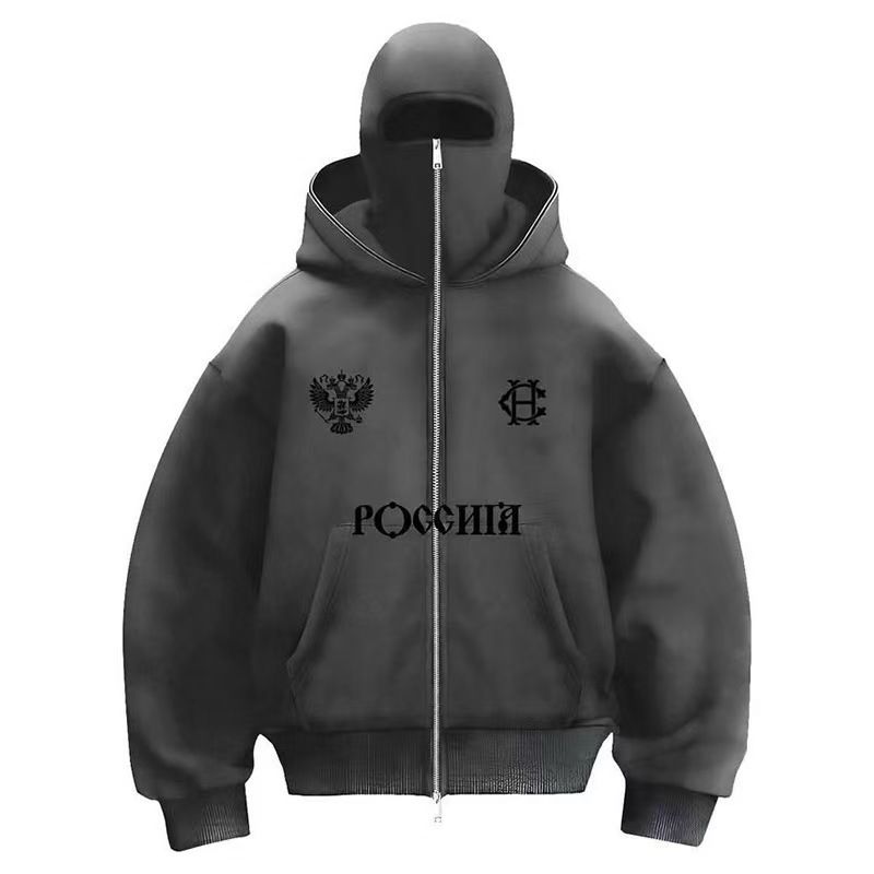 Übergroßer Unisex-Kapuzenpullover mit Reißverschluss – Streetwear mit Grafikdruck für den Winter und zwei Kapuzen (S–XXL, schweres Polyester, lockere Passform für Männer und Frauen)_voghion.com